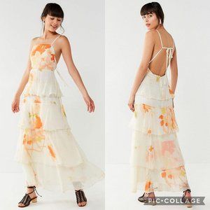 NWT Urban Outfitters Floral Tiered Maxi Dress M